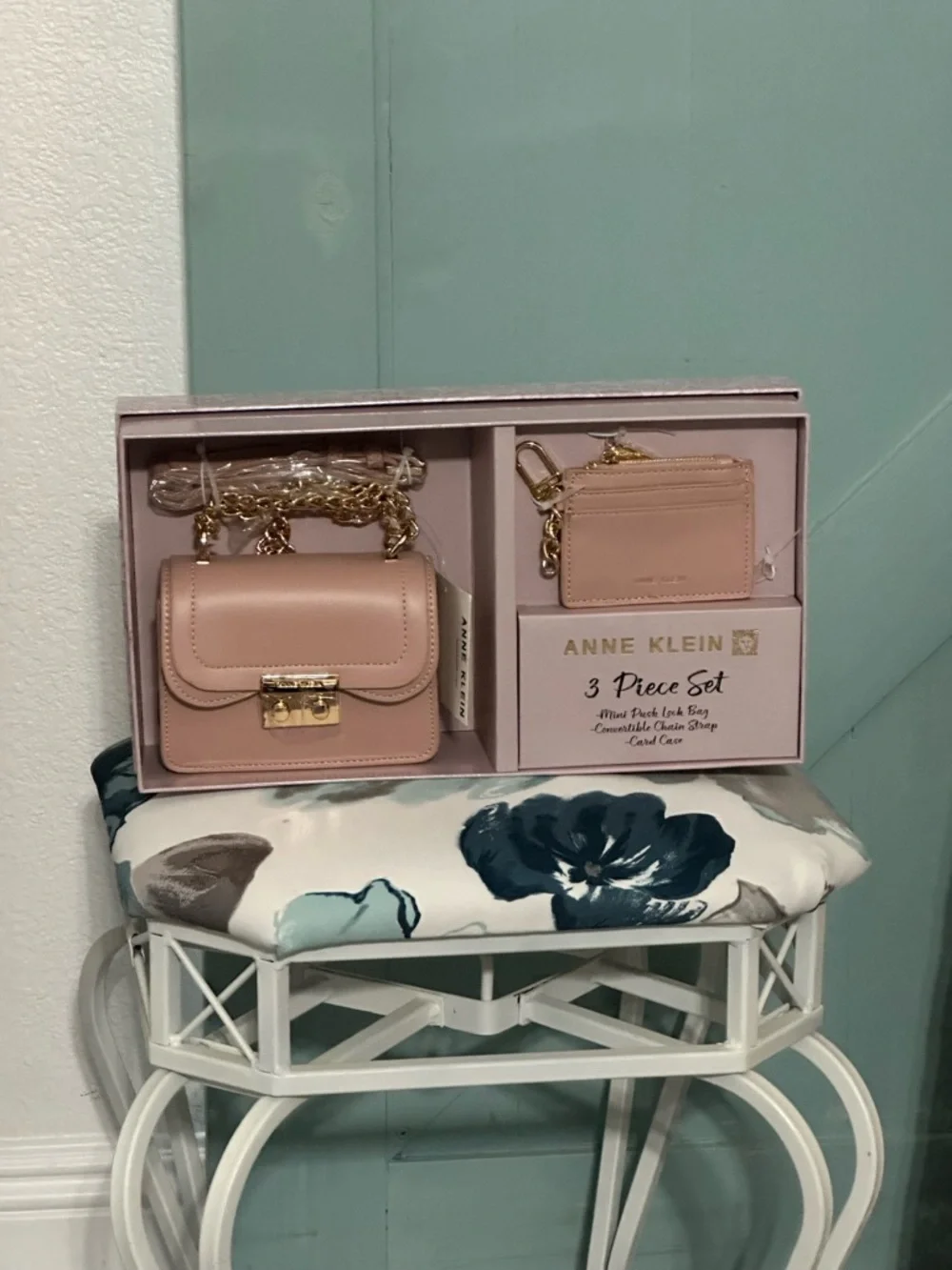 Anne Klein Pink and Gold Wristlet Clutch - Picture 3 of 6